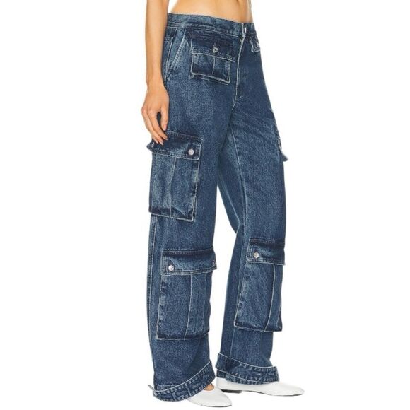 GRLFRND Lara Cargo Wide Leg Jeans in Big Sky Medium Wash, Size 26 - Picture 13 of 13